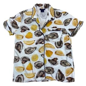 SOLD Katie Kime the world is your oyster pajama top. Size medium